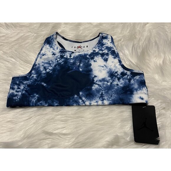 NEW Jordan Jumpman Printed Sports Bra Teen Girls Blue Tie Dye Size XL 13-15 yrs - Picture 1 of 7